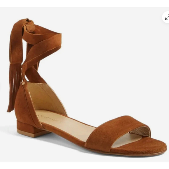 Stuart Weitzman Women's Corbata Flat Sandals Amaretto Suede Size 6 M - Picture 1 of 12